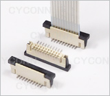 1.0 10P立贴带锁扣FPC连接器图，1.0mm10Pin立贴FPC连接器图,1.0立式FPC座10Pin图，1.0mm10P立贴单面接FPC连接器图