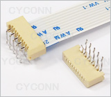 1.0 10Pin 弯插单面接触不带锁FPC连接器图，1.0 10Pin弯脚插板FPC连接器图片，1.010P DIP FPC插座图，1.0mm 10Pin 90° DIP No ZIF FPC Connector Picture