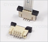 1.0 4P立贴带锁扣FPC连接器，1.0mm4Pin立贴FPC连接器,1.0立式FPC座4P，1.0mm4P立贴单面接FPC连接器