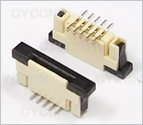 1.0 5P立贴带锁扣FPC连接器图，1.0mm5Pin立贴FPC连接器图,1.0立式FPC座5Pin图，1.0mm5P立贴单面接FPC连接器图
