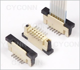 1.0 6P立贴带锁扣FPC连接器图，1.0mm6Pin立贴FPC连接器图,1.0立式FPC座6Pin图，1.0mm6P立贴单面接FPC连接器图