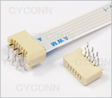1.0 6Pin 弯插单面接触不带锁FPC连接器图，1.0 6Pin弯脚插板FPC连接器图片，1.06P DIP FPC插座图，1.0mm 6Pin 90° DIP No ZIF FPC Connector Picture