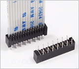 1.0 14Pin 直插双面接触连接器图,1.0 14Pin DIP FPC座,1.0 14PIN 立式插板双面接FPC连接器图片,1.0 14Pin 插板双面接触FFC连接器无锁扣图,1.0mm 14PIN DIP No ZIF Double Contact FPC Connector Picture
