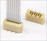 1.0 立式贴片单面接触无锁扣FPC连接器，1.0mm FPC插座