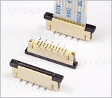1.0 4P立贴带锁扣FPC连接器错位脚，1.0mm4Pin立贴FPC连接器错位脚,1.0立式FPC座4Pin错位脚，1.0mm4P立贴单面接FPC连接器错位脚