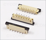 1.0 12P立贴带锁扣错位脚FPC连接器图，1.0mm12Pin立贴错位脚FPC连接器图,1.0立式FPC座12Pin错位脚图，1.0mm12P立贴单面接FPC连接器图