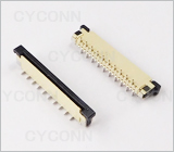 1.0 20P立贴带锁扣错位脚FPC连接器图，1.0mm20Pin立贴错位脚FPC连接器图,1.0立式FPC座20Pin错位脚图，1.0mm20P立贴单面接FPC连接器图
