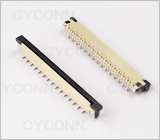 1.0 30P立贴带锁扣错位脚FPC连接器图，1.0mm30Pin立贴错位脚FPC连接器图,1.0立式FPC座 30Pin错位脚图，1.0mm 30P立贴单面接FPC连接器图
