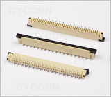 1.0 36P立贴带锁扣错位脚FPC连接器图，1.0mm36Pin立贴错位脚FPC连接器图,1.0立式FPC座36Pin错位脚图，1.0mm36P立贴单面接FPC连接器图