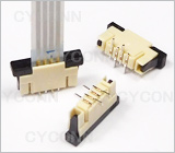 1.0 4P立贴带锁扣FPC连接器错位脚，1.0mm4Pin立贴FPC连接器错位脚,1.0立式FPC座4Pin错位脚，1.0mm4P立贴单面接FPC连接器错位脚