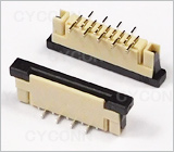 1.0 4P立贴带锁扣FPC连接器错位脚，1.0mm4Pin立贴FPC连接器错位脚,1.0立式FPC座4Pin错位脚，1.0mm4P立贴单面接FPC连接器错位脚