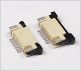 1.0 7P抽屉式上接FPC连接器,1.0 7P FPC连接器上接,1.0 7Pin 上接 抽屉式 FPC连接器,1.0FPC座7P，1.0mmFPC卧贴7P,