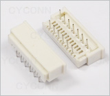 1.25 13Pin 弯插带锁扣FPC连接器图，1.25 13Pin弯脚插板FPC连接器图片，1.25 13P DIP FPC插座图，1.25mm 13Pin 90° DIP ZIF FPC Single Contact Connector Picture