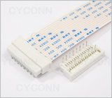 1.25 16Pin 弯插带锁扣FPC连接器图，1.25 16Pin弯脚插板FPC连接器图片，1.25 16P DIP FPC插座图，1.25mm 16Pin 90° DIP ZIF FPC Single Contact Connector Picture
