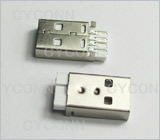 USB A公头，USB 4PIN 焊线式 公头，USB A公头焊线式