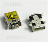 MINI USB 10PIN 全贴 母座镀雾锡，MINI USB 10PIN，MINI 10P SMT