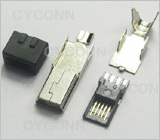 MINI USB 5P 公头，MINI USB 5P 公头带胶套