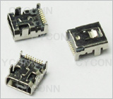 MINI USB 8PIN 插板 A，MINI USB 8PIN SMT A